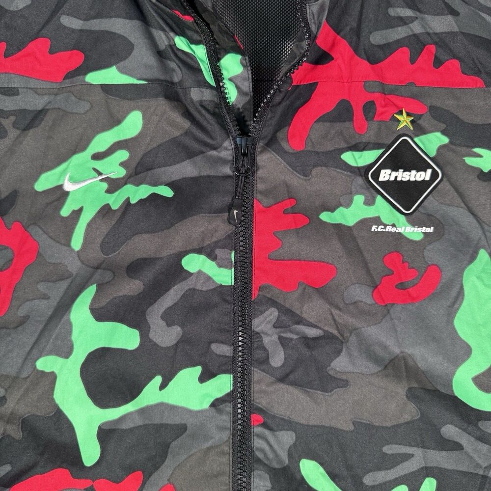 Nike FC Real Bristol FCRB Storm-Fit Rain Jacket Mens XL Gray Camo Warm Up Hood - Picture 8 of 16